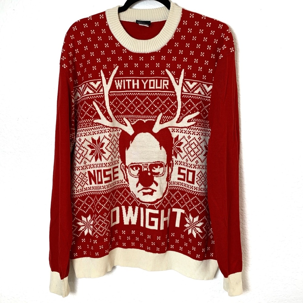 The Office Dwight Schrute Ugly Christmas Sweater 2X With Your Nose So Dwight